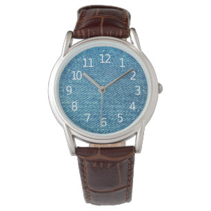 Montre Simple Blue Jeans Denim Textile Textile Textile