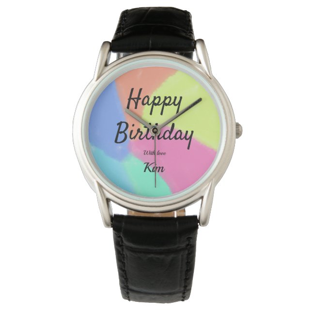 Montre simple calligraphie minimum heureux anniversaire p (devant)