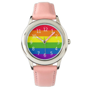 Montre simple couleur arc-en-ciel fille