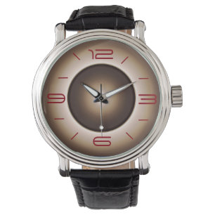 Montre Simple en Tan avec chiffres rouges >Montres pour h