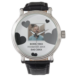 Montre Simple Grey & Black Hearts Mari Keepsaké Photo
