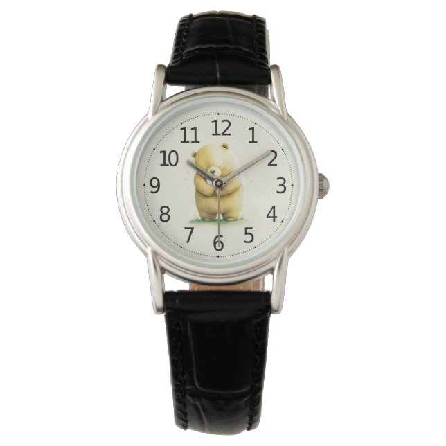 Montre Simple mignonne ours triste tenant une oeuvre card (devant)