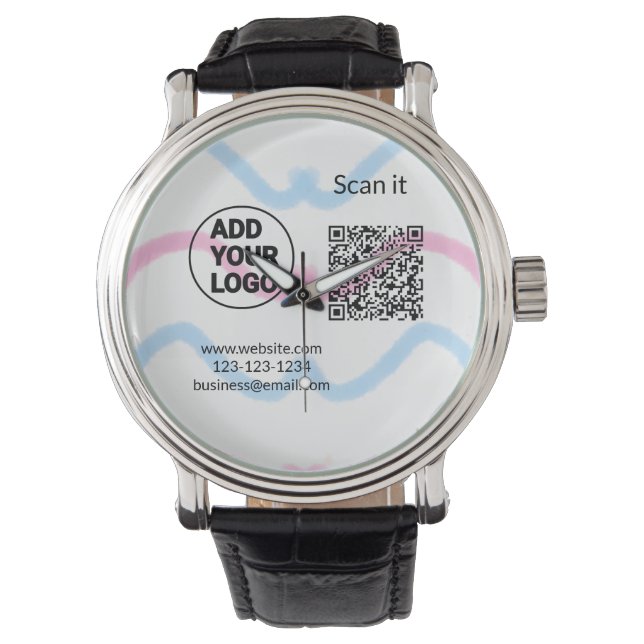 Montre Simple minimal q r code add logo scan code name we (devant)