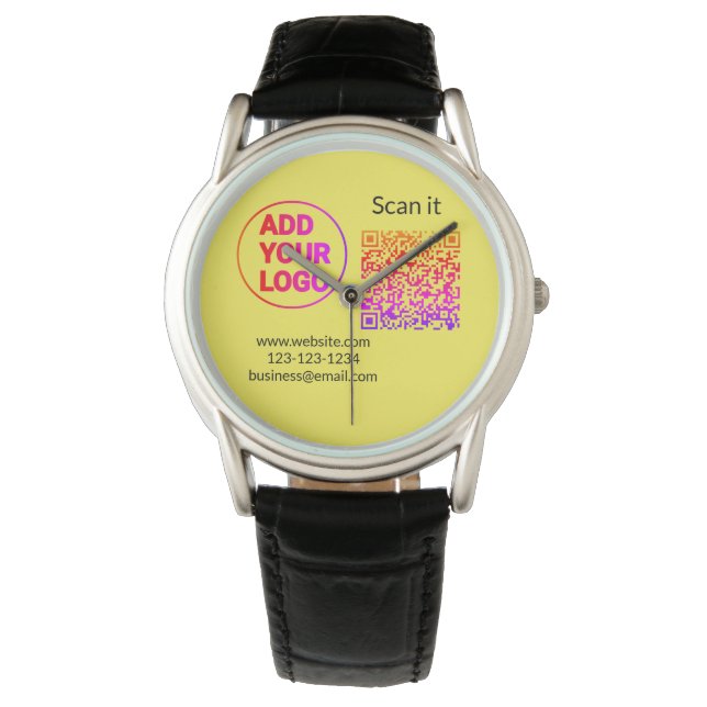 Montre Simple minimum q r code ajouter logo code d'analys (devant)