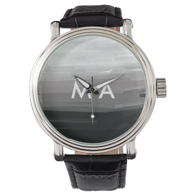 Montre Simple monogramme ajouter votre nom lettre man min (devant)