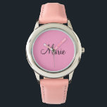 Montre simple rose clair minimal ajouter votre nom girly<br><div class="desc">belle conception</div>