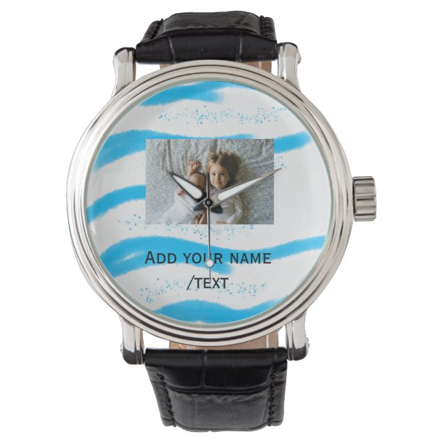 Montre simple star sparkle glitter add photo custom text  (devant)