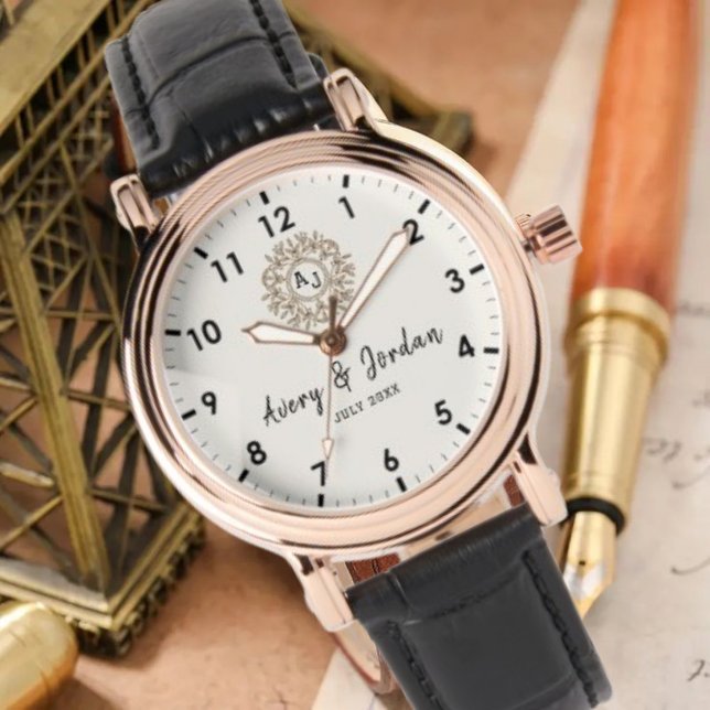 Montre Simple Vintage Monogram Couple Names (Créateur téléchargé)