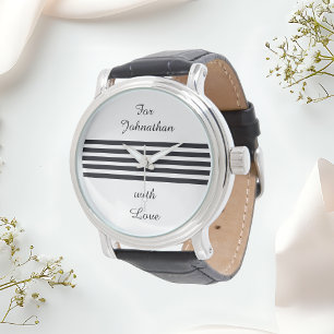 Montre Simplicité Élégante Classique Petits Rayures Noir