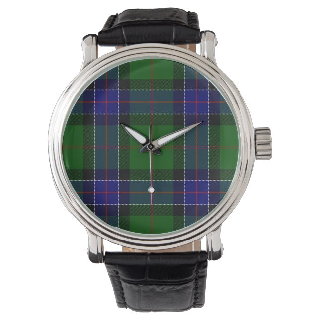 Montre Sinclair tartan bleu vert plaid (devant)