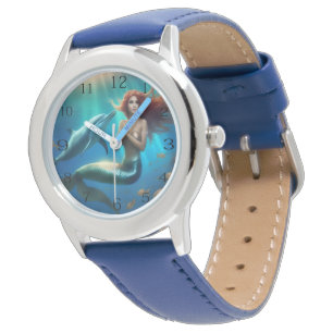 Montre Sirène Angélique Nageant Avec Dauphins,