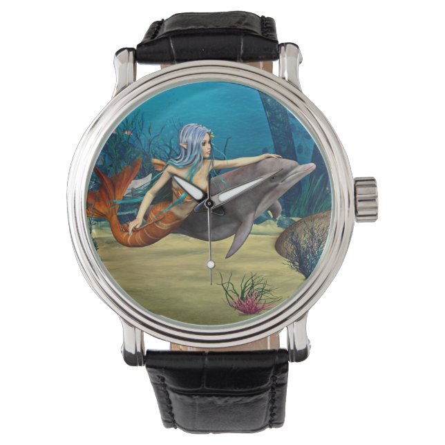 Montre Sirène avec dauphin (devant)