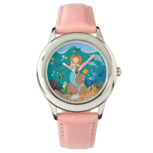 Montre Sirène et dauphins sous la mer fête d'anniversaire