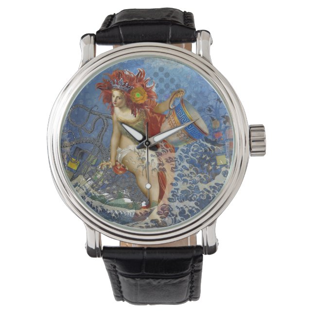 Montre Sirène gothique bleu Aquarius Art (devant)