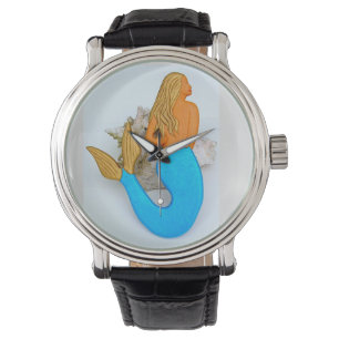 Montre sirène or et bleu