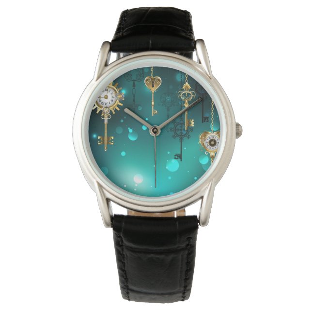 Montre Skeleton Keys on Green Background (devant)