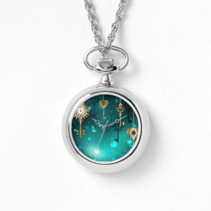 Montre Skeleton Keys on Green Background