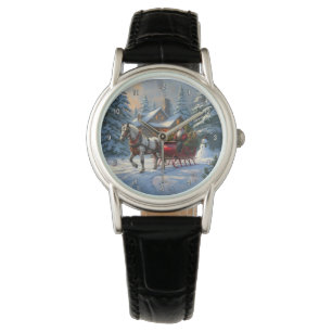 Montre Sleigh Père Noël à cheval de Noël