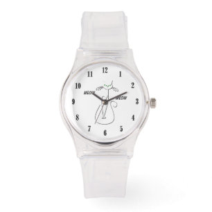 Montre Slinky Black Cat Meow Meow Texte Personnalisé Yeux