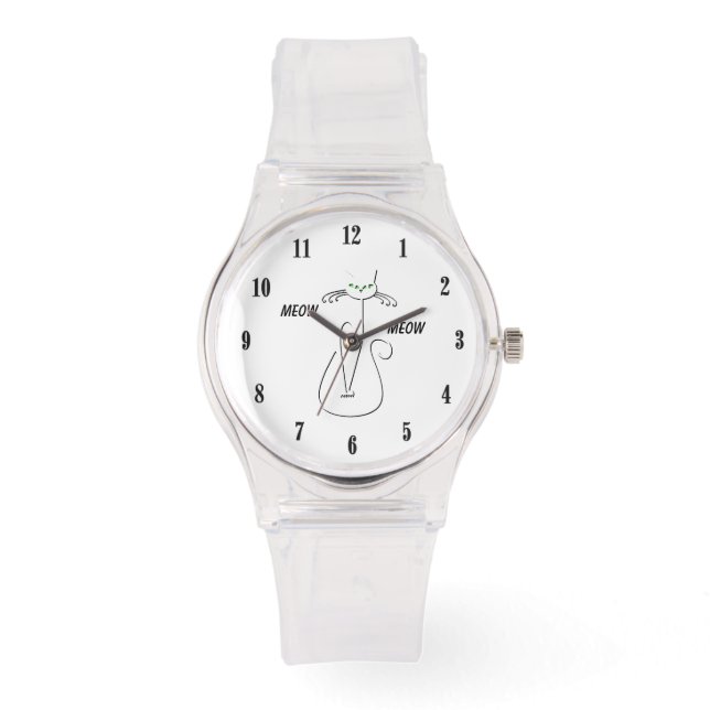 Montre Slinky Black Cat Meow Meow Texte Personnalisé Yeux (Recto)