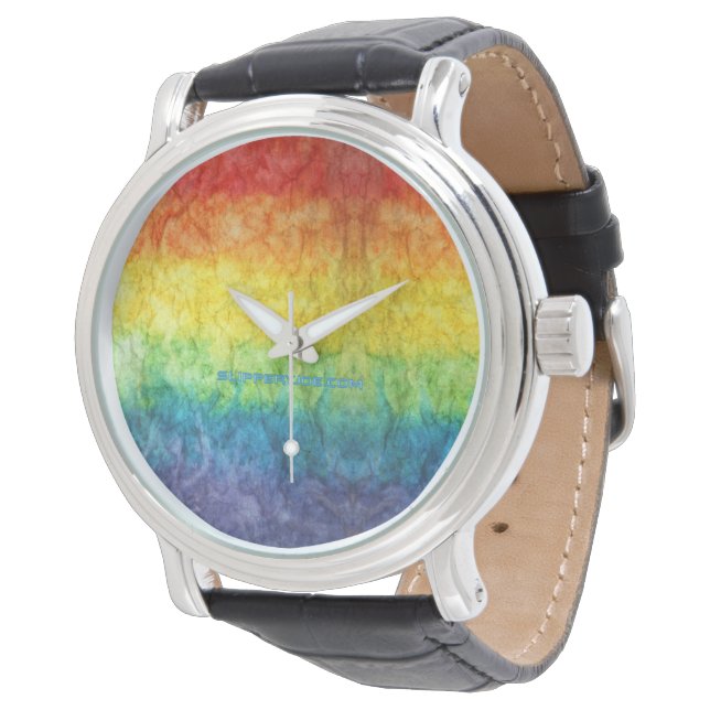 Montre SlipperyJoe drapeau gay pride couleurs arc-en-ciel (Incliné)