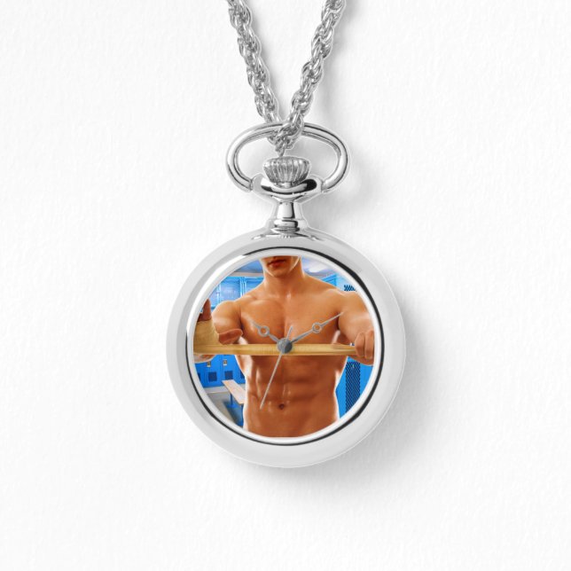 Montre SlipperyJoe homme musclé abs vestiaire pièce carre (Recto)