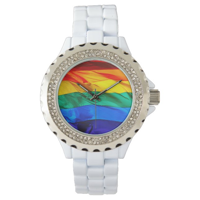 Montre SlipperyJoe's drapeau gay pride agitant des couleu (devant)