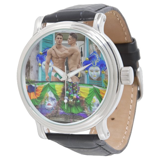 Montre SlipperyJoe's Mardi Gras masques perles décoration (Incliné)