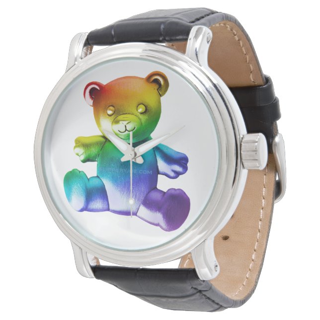 Montre SlipperyL'ours en peluche brossé de Joe gra arc-en (Incliné)