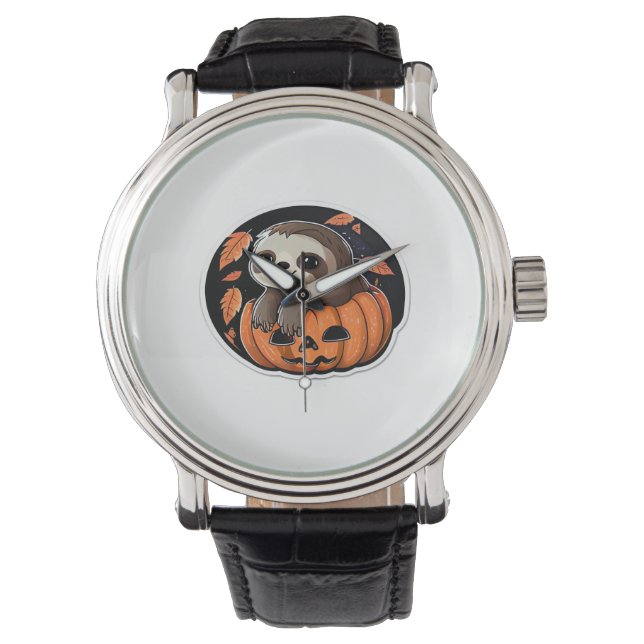 Montre Sloth citrouille Halloween autocollant Surdimensio (devant)