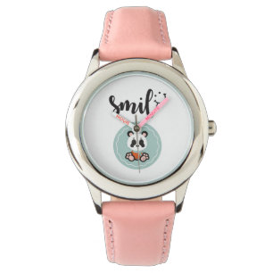 Montre Smile Panda Acier Inoxydable Enfants Watch - Rose
