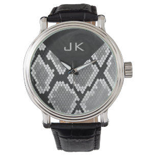 Montre Snakeskin Gris, blanc et noir Monogramme