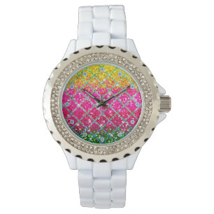 Montre Snakeskin rose parties scintillant