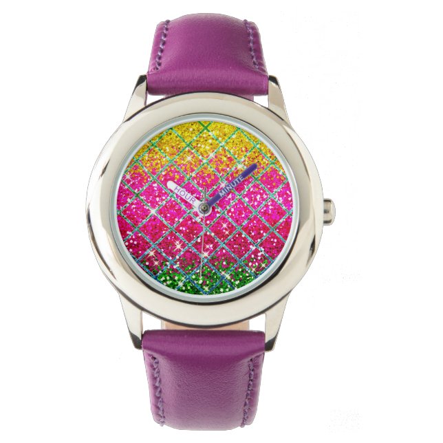 Montre Snakeskin rose parties scintillant (devant)