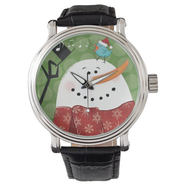 Montre Snowman de Noël avec oiseau (devant)