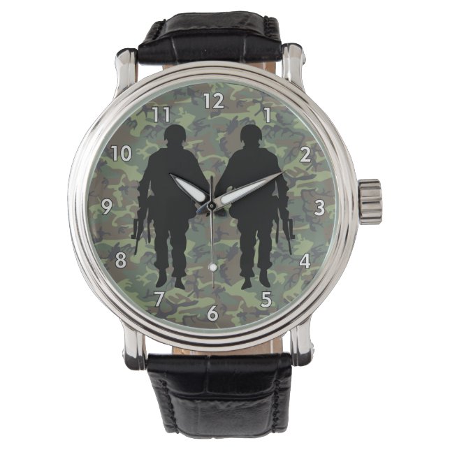 Montre Soldat militaire / Silhouette guerrière avec Camo (devant)