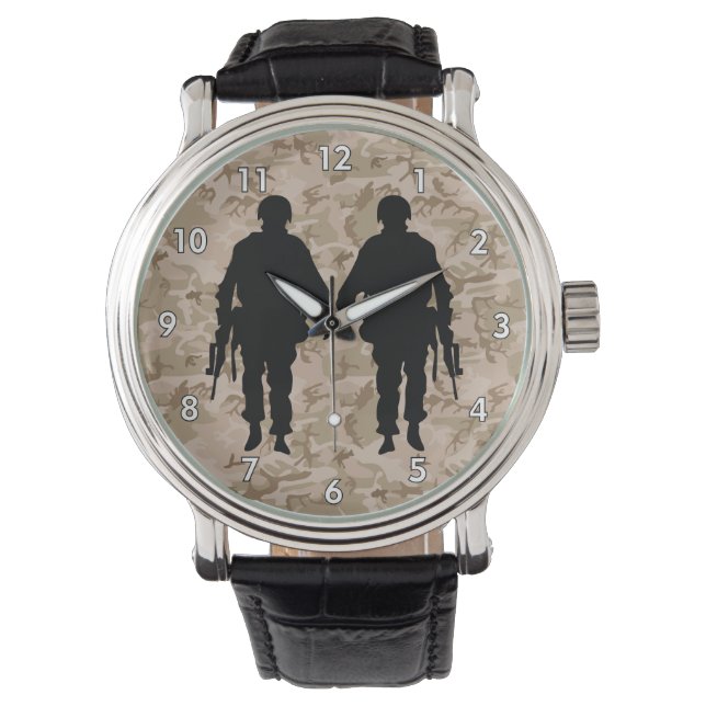 Montre Soldat militaire / Silhouette guerrière avec Camo (devant)