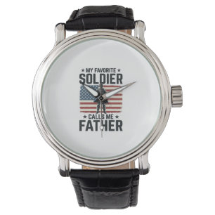 Montre Soldat Patriotique Père Chemise Vector Vintage Des