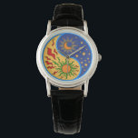 Montre Soleil et Lune Yin Yang coloré<br><div class="desc">Un design Yin Yang soleil et lune dans un style découpé en papier.</div>