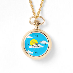 Montre Soleil souriant avec nuages de Puffy