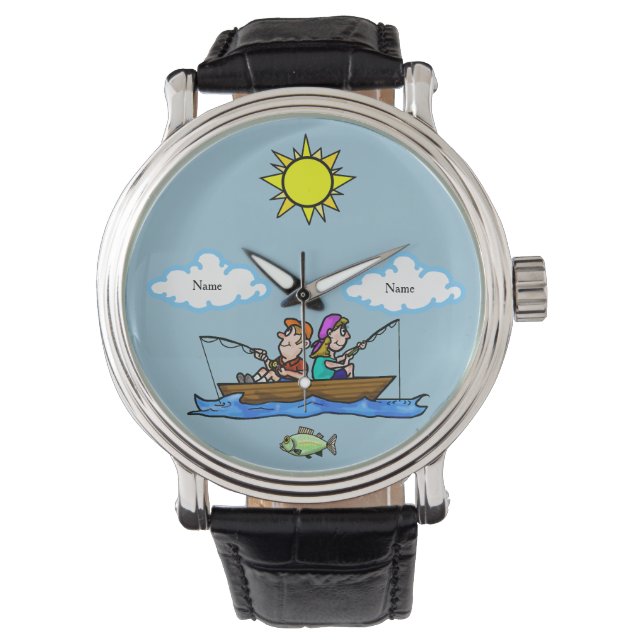 Montre Son & Her Fun Fishing in Boat Watch Personnaliser  (devant)