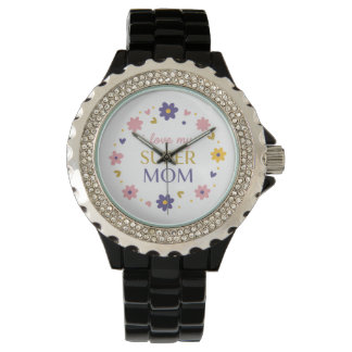 Montre Sophisticated Black Metal I Love My Super Mom