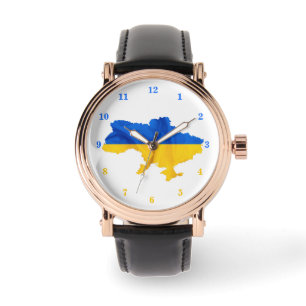 Montre Soutenez l'Ukraine Regardez la carte du drapeau uk