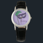 Montre Spectacle personnalisé Club Masquerade Mask Watch<br><div class="desc">La montre présente une illustration marqueuse originale d'un masque masqué violet. Personnalisez simplement avec votre nom.</div>