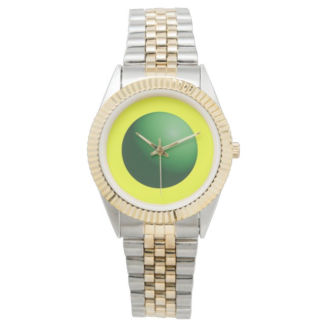 Montre Sphère verte sur jaune (devant)