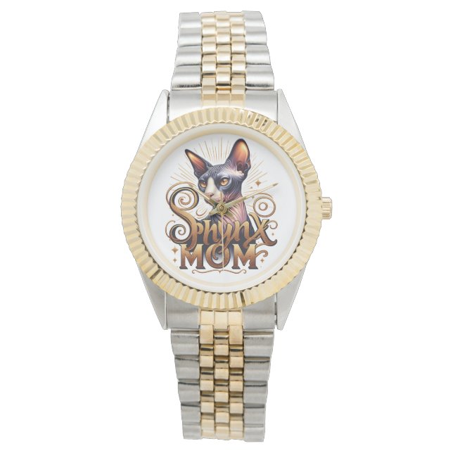 Montre Sphynx Chat Maman Regarder Fête des Mères Argent O (devant)