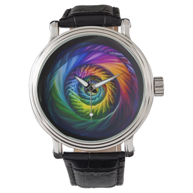 Montre Spirale arc-en-ciel vers l'extérieur (devant)