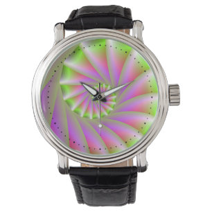 Montre Spirale rose et verte