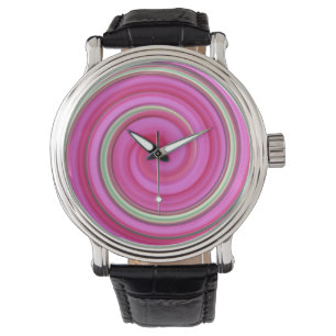 Montre spirale rose et verte