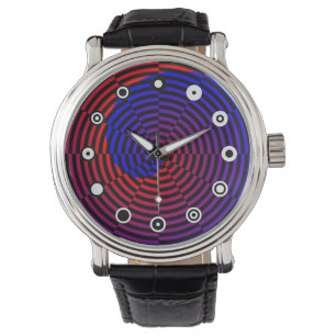 Montre Spirale rouge et bleue (binaire) par Kenneth Yonci